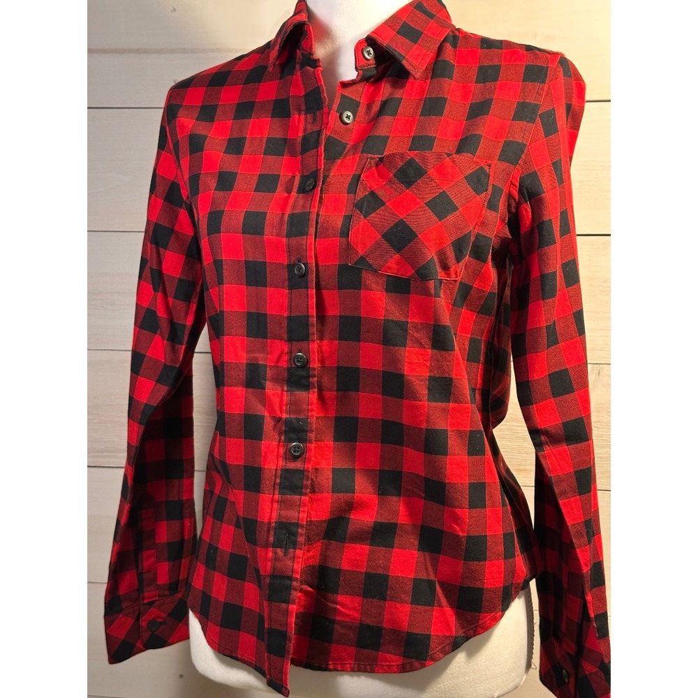 Pendleton Womens Red Black Buffalo Plaid Button Down Shirt Petite S Long Sleeve